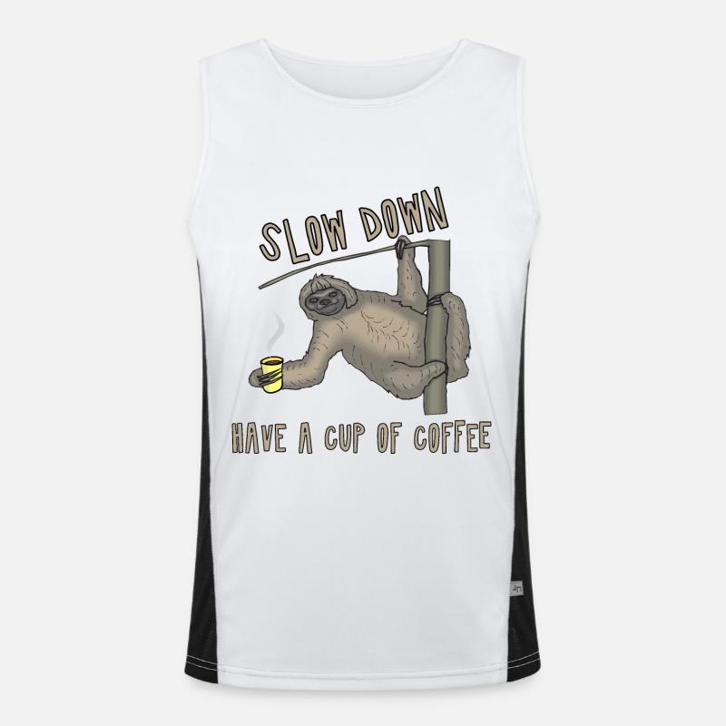 Ralentissez et prenez une tasse de café - Sloth fun4m3 Débardeur respirant contrasté Homme 