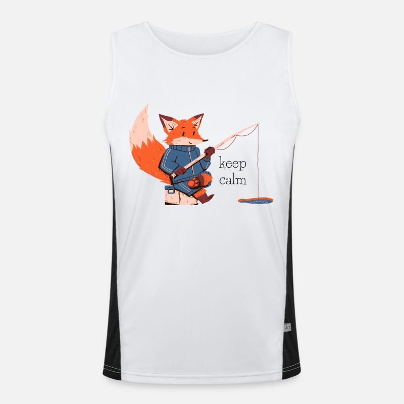 keep calm fox - fox - Men's Functional Contrast Tank Top  - white/black