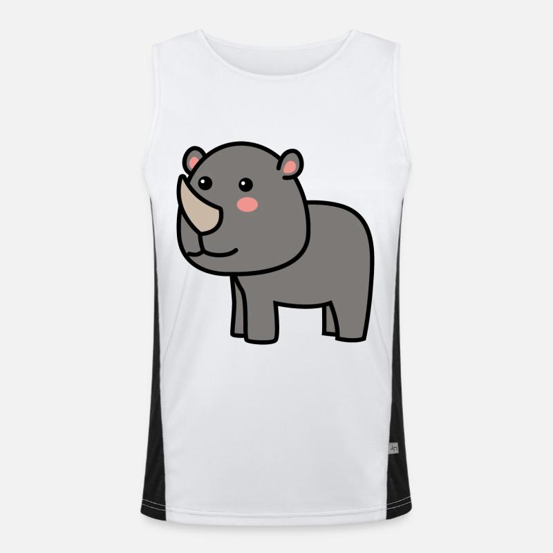 Rhinoceros Comic Animal Men's Functional Contrast Tank Top 