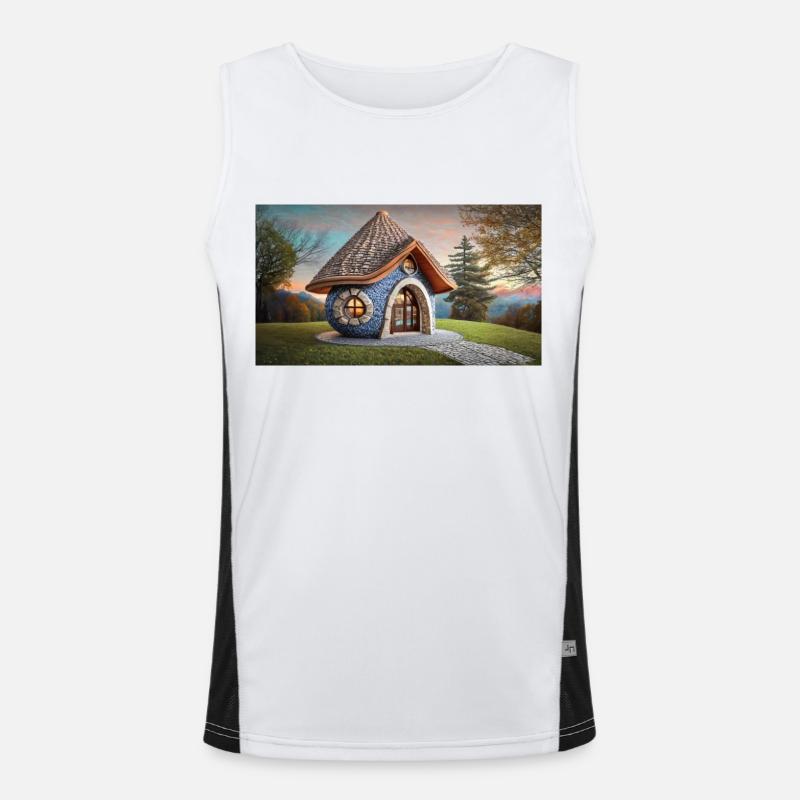 funny hooey a house is round and has no corners Men's Functional Contrast Tank Top 