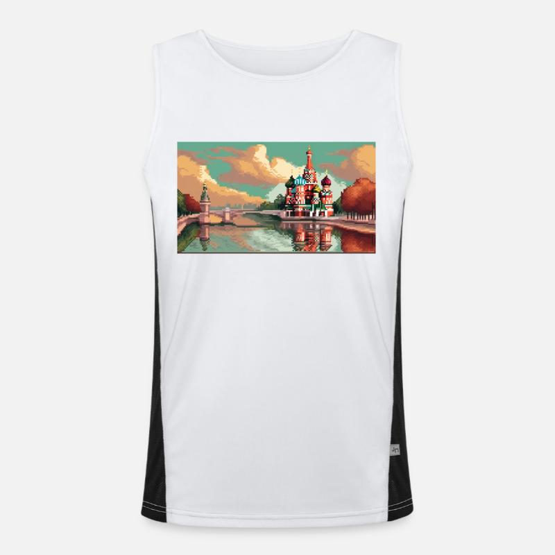 Basilius-Kathedrale, Moskau, Russland - Pixel Art Funktionelles Kontrast-Tank Top für Männer 