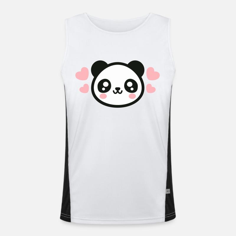Visage de panda aimant : cœurs adorables Débardeur respirant contrasté Homme 