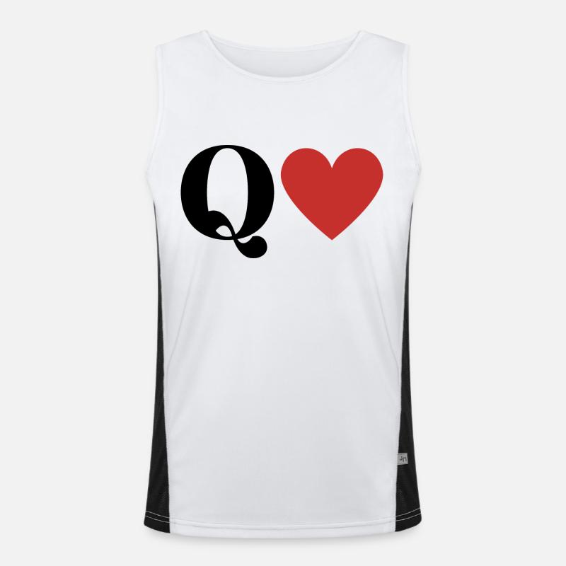 Letter q red heart Men's Functional Contrast Tank Top 