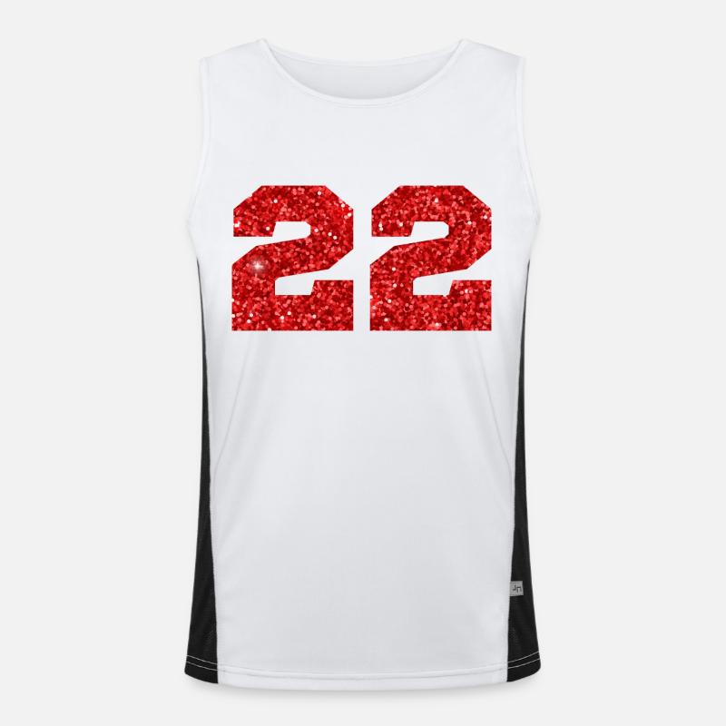 Nummer 22 Roter Glitzer - 22. Jahrestag Funktionelles Kontrast-Tank Top für Männer 