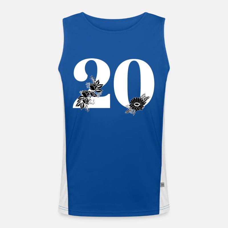 Nummer 20 Schwarze Blumen - 20-jähriges Blumenjubiläum Funktionelles Kontrast-Tank Top für Männer 