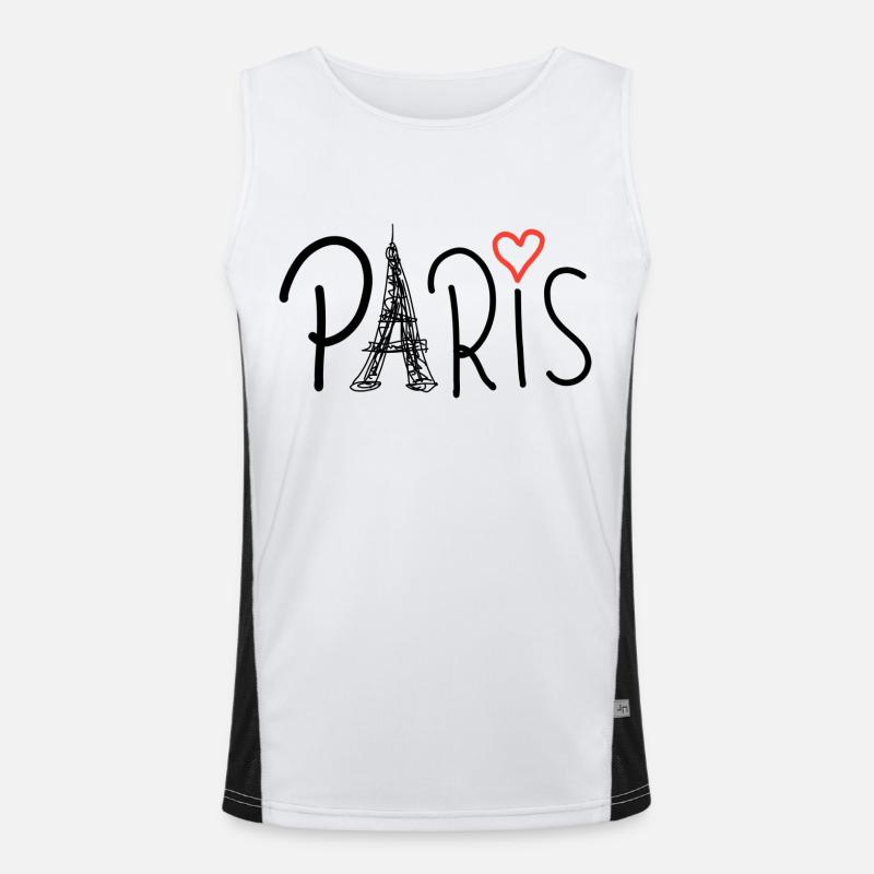 Paris mit Eiffelturm und rotem Herzen Funktionelles Kontrast-Tank Top für Männer 