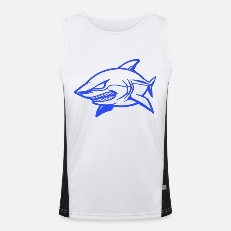 Shark Comic - Men's Functional Contrast Tank Top  - white/black