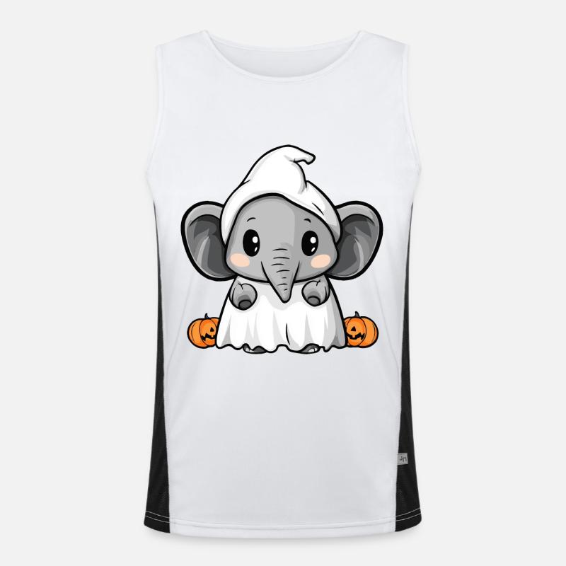 Elephant Halloween Comic Ghost - Men's Functional Contrast Tank Top  - white/black