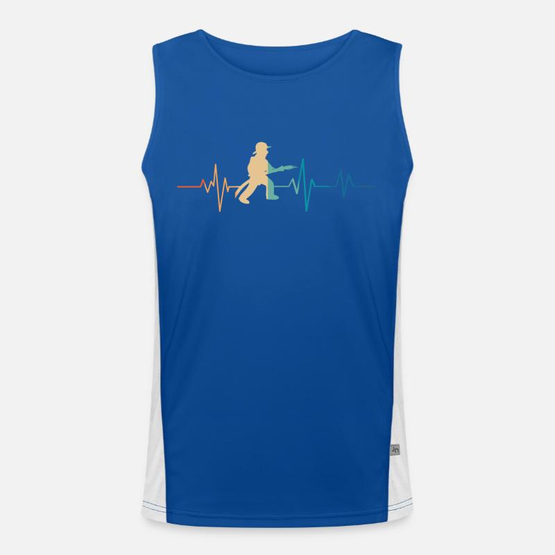 Retro Firefighter Heartbeat Men's Functional Contrast Tank Top 