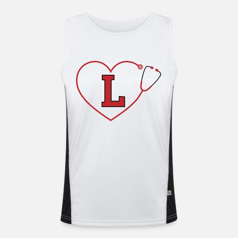Buchstabe l Stethoskop Funktionelles Kontrast-Tank Top für Männer 