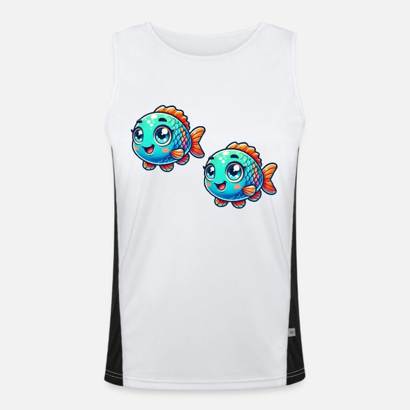 Fish Comic 2 - Men's Functional Contrast Tank Top  - white/black