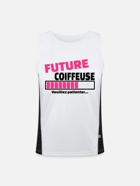 future coiffeuse - Débardeur respirant contrasté Homme  - blanc/noir