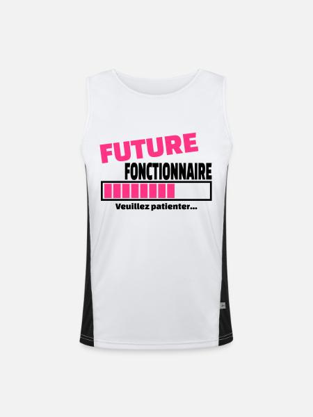 future fonctionnaire - Débardeur respirant contrasté Homme  - blanc/noir - Devant