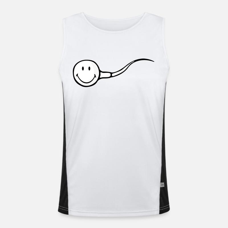 Smiley sæd - Funktionel kontrast tanktop til herrer  - hvid/sort