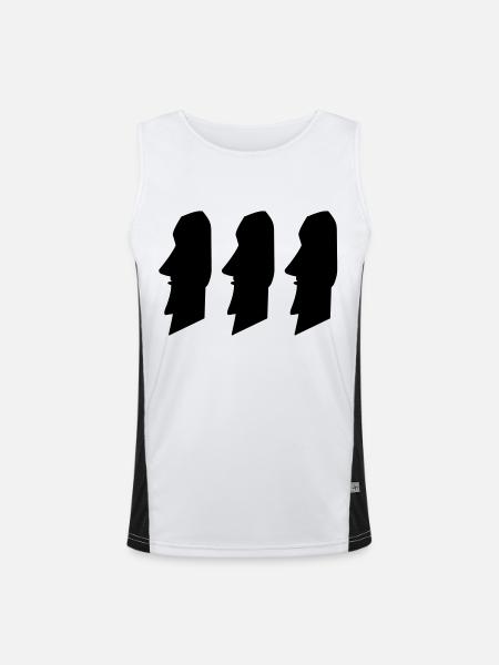 moais_02 - Men's Functional Contrast Tank Top  - white/black