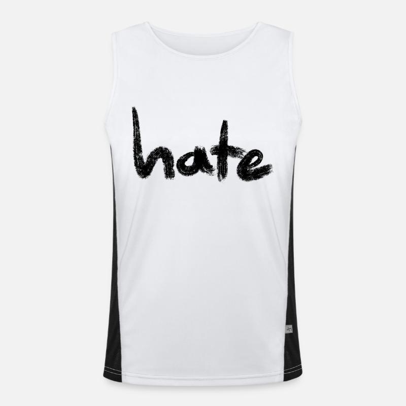 Hate Text Black Funktionelles Kontrast-Tank Top für Männer 