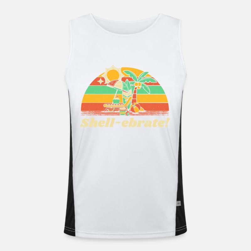 Shell-ebrate! Beach Party Ocean Celebration - Men's Functional Contrast Tank Top  - white/black
