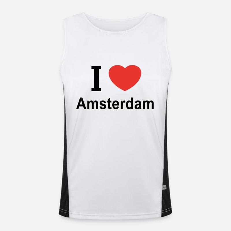 Ich liebe Amsterdam Funktionelles Kontrast-Tank Top für Männer 
