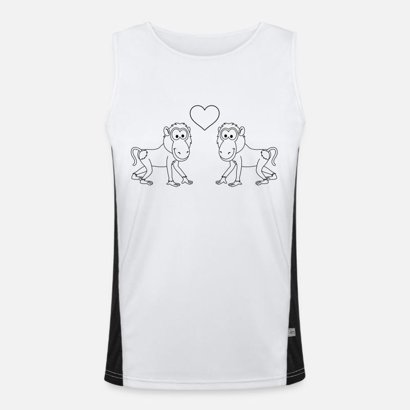 Monkey monkey comic couple love - Men's Functional Contrast Tank Top  - white/black
