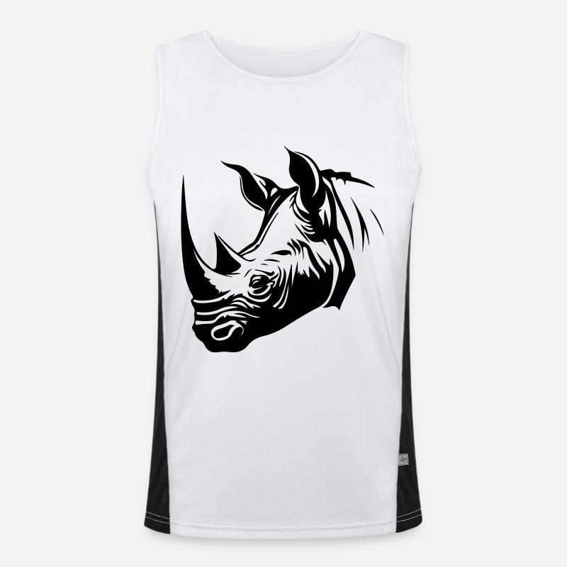 Nashorn Tier Silhouette Funktionelles Kontrast-Tank Top für Männer 