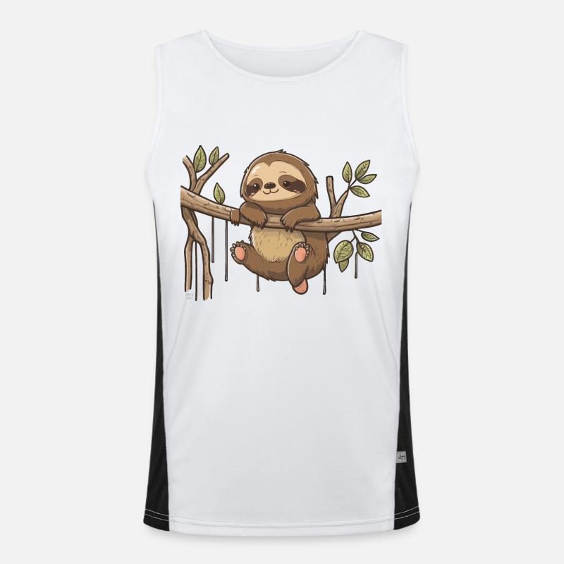 Sloth Life - Men's Functional Contrast Tank Top  - white/black