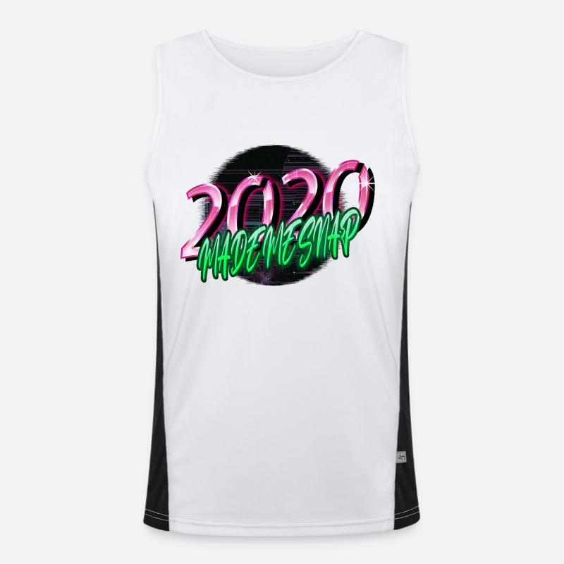 Computer Dinosaur Tshirt Beach Birthday - Men's Functional Contrast Tank Top - white/black