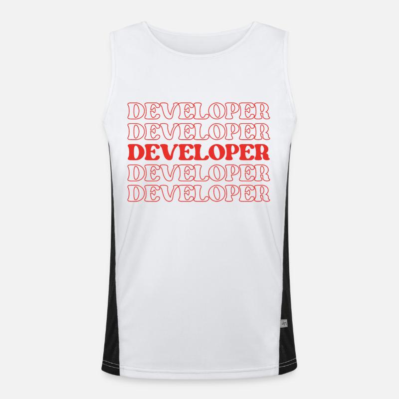 Entwickler, Programmierer, Programmierer, Programmierer, Software-Ingenieur - Funktionelles Kontrast-Tank Top für Männer  - Weiß/Schwarz