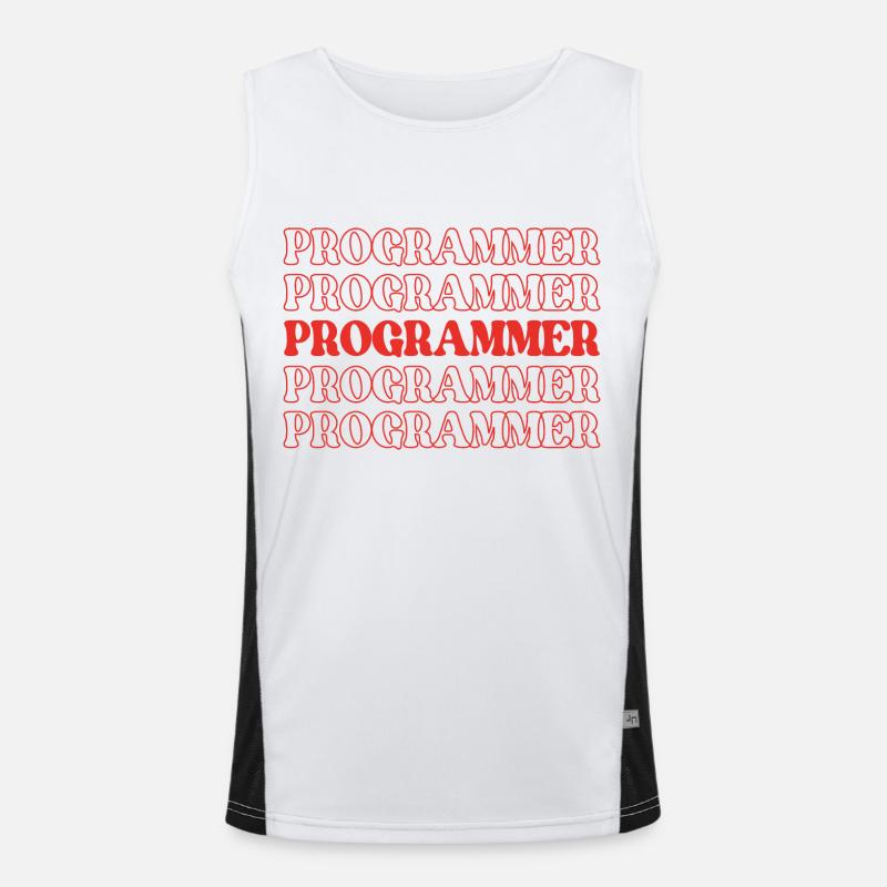 Programmierer, Programmierer, Entwickler, Programmierer, Software-Ingenieur - Funktionelles Kontrast-Tank Top für Männer  - Weiß/Schwarz