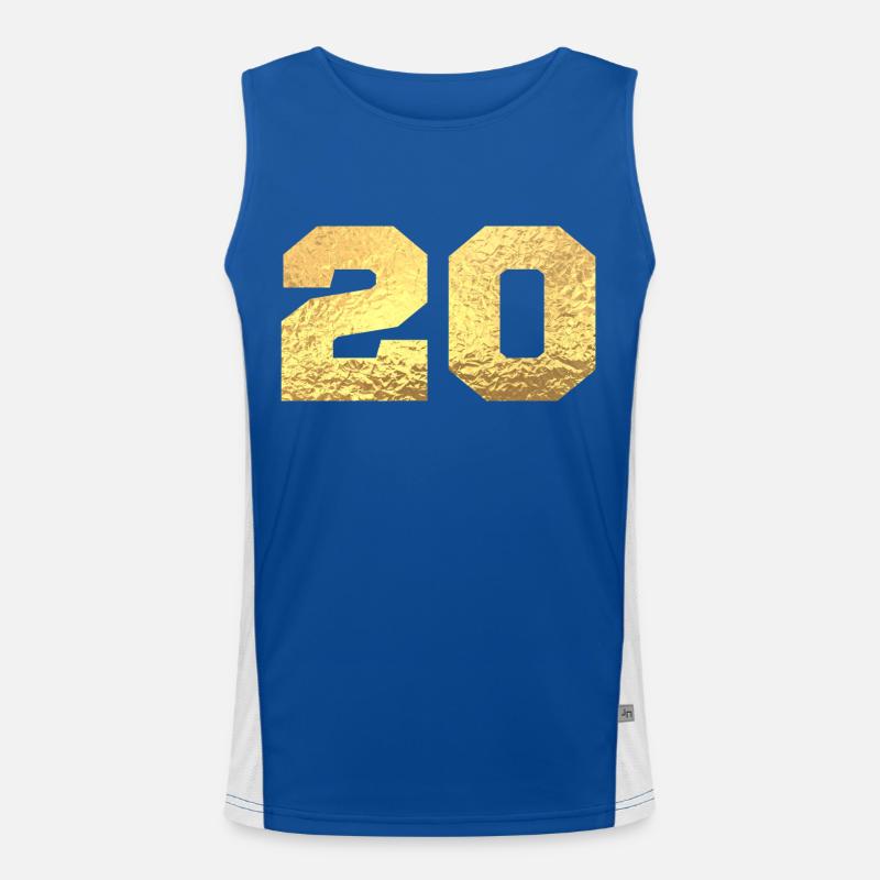 Nummer 20 Gold Glitter - 20-jähriges Jubiläum Funktionelles Kontrast-Tank Top für Männer 