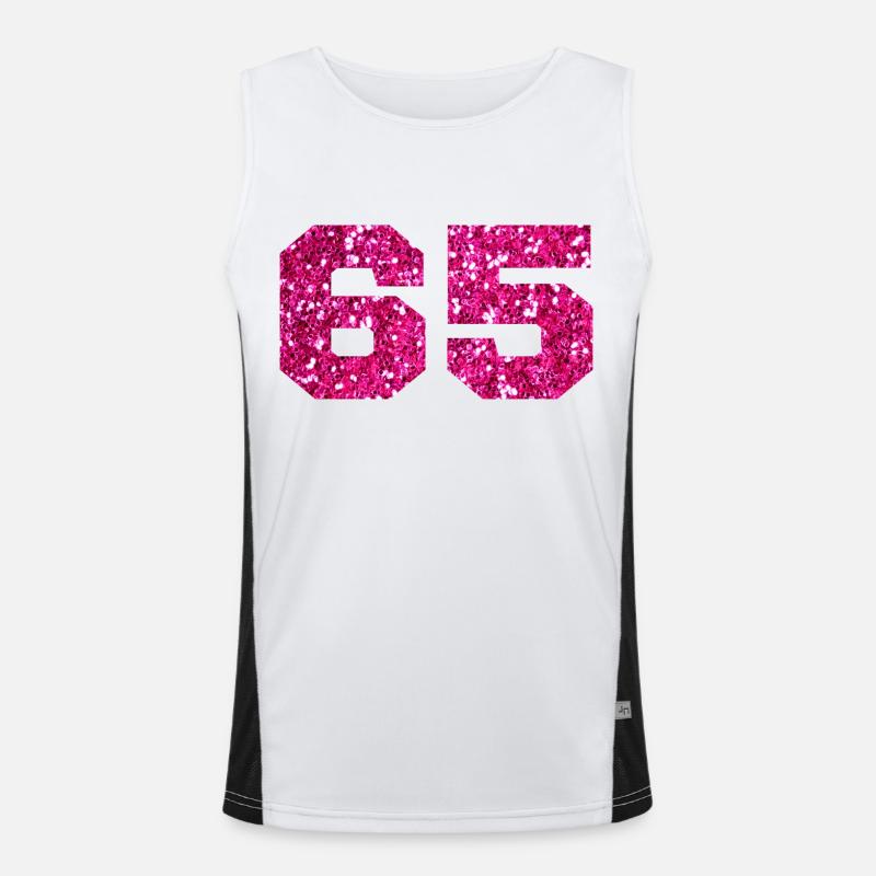 Nummer 65 Pink Glitter - 65. Geburtstag Funktionelles Kontrast-Tank Top für Männer 
