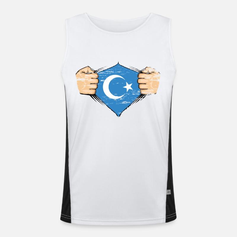 Uiguren Flagge Design used Funktionelles Kontrast-Tank Top für Männer 