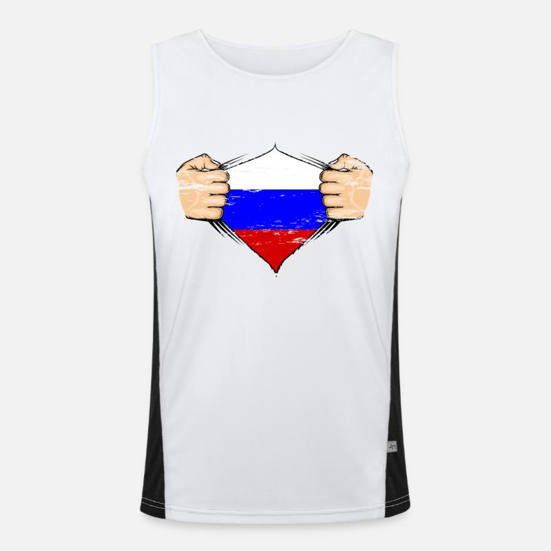 Conception du drapeau de la Russie utilisée Débardeur respirant contrasté Homme 