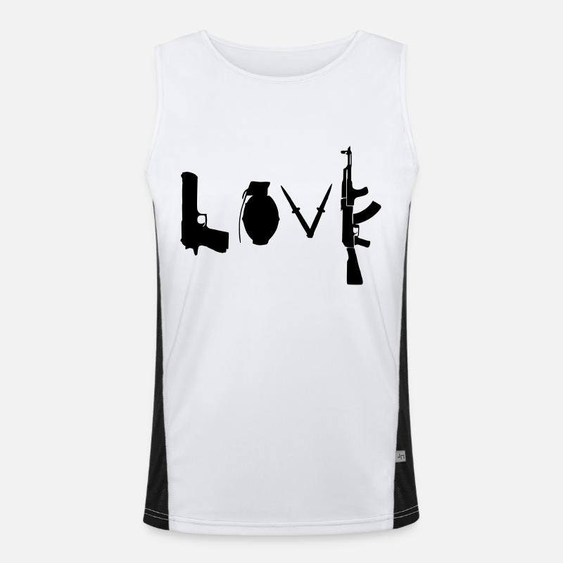 Love / Weapon Design - Men's Functional Contrast Tank Top  - white/black