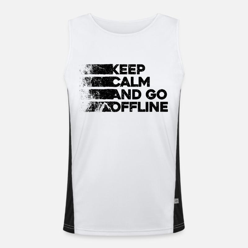 Restez calme et déconnectez-vous. Conception de randonnée Débardeur respirant contrasté Homme 