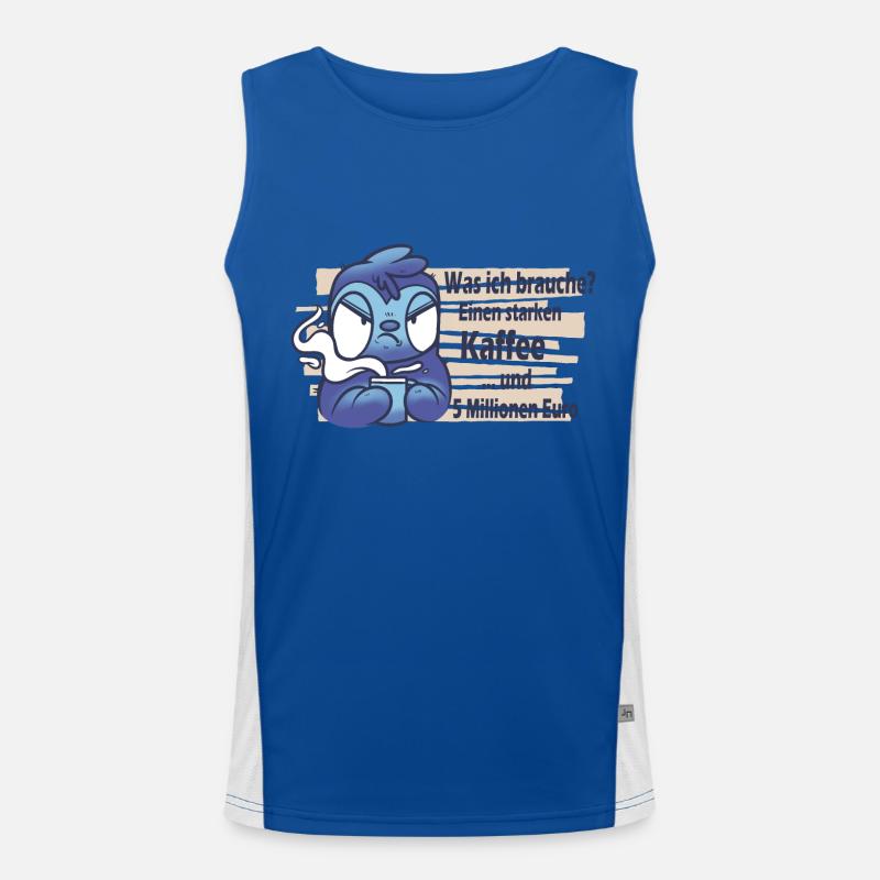 Faultier mit Kaffee: Lustiger Spruch Funktionelles Kontrast-Tank Top für Männer 