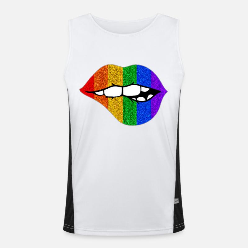 LGBTQ+ LIPS BITING PRIDE Men's Functional Contrast Tank Top 