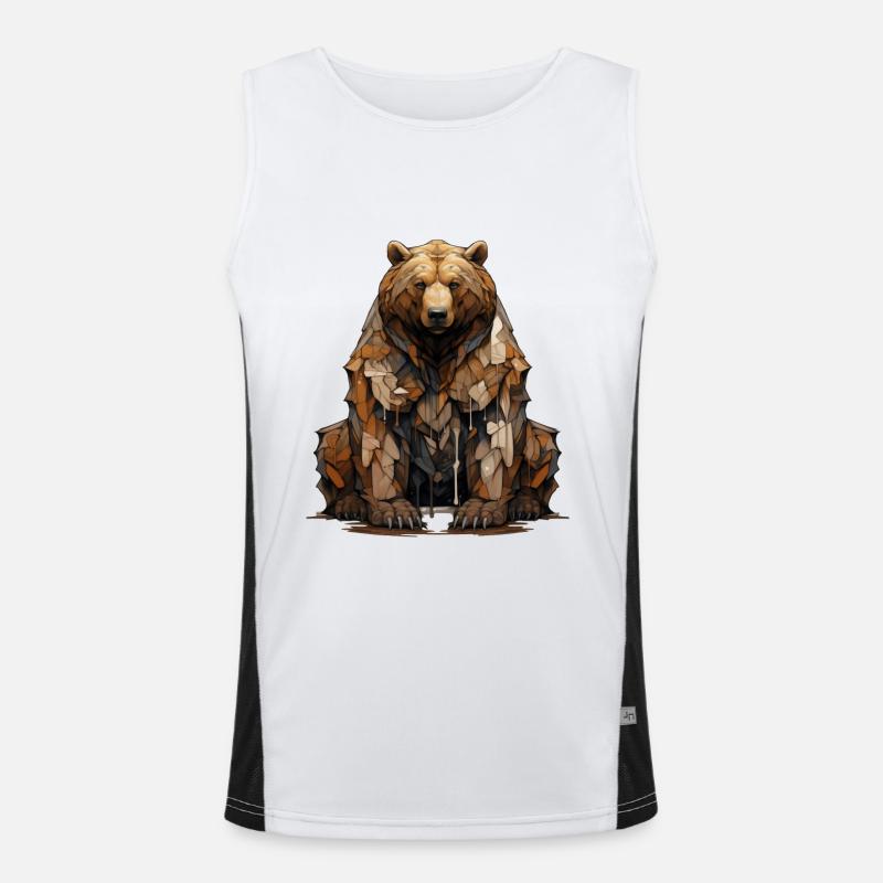 Bear Guardian. Graffiti-style strength. Men's Functional Contrast Tank Top 