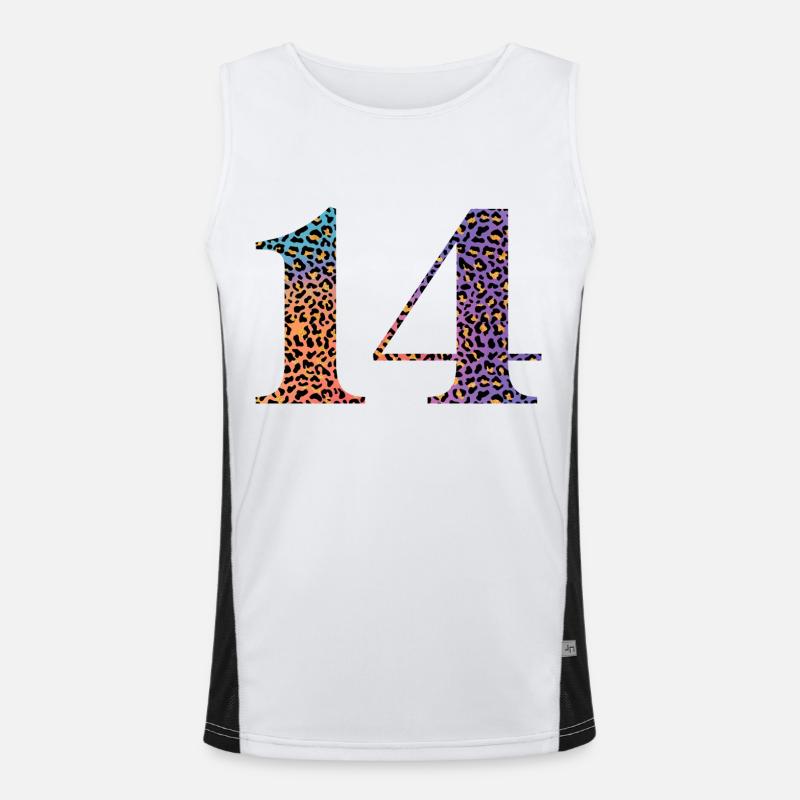 Leopard zum 14. Geburtstag Funktionelles Kontrast-Tank Top für Männer 