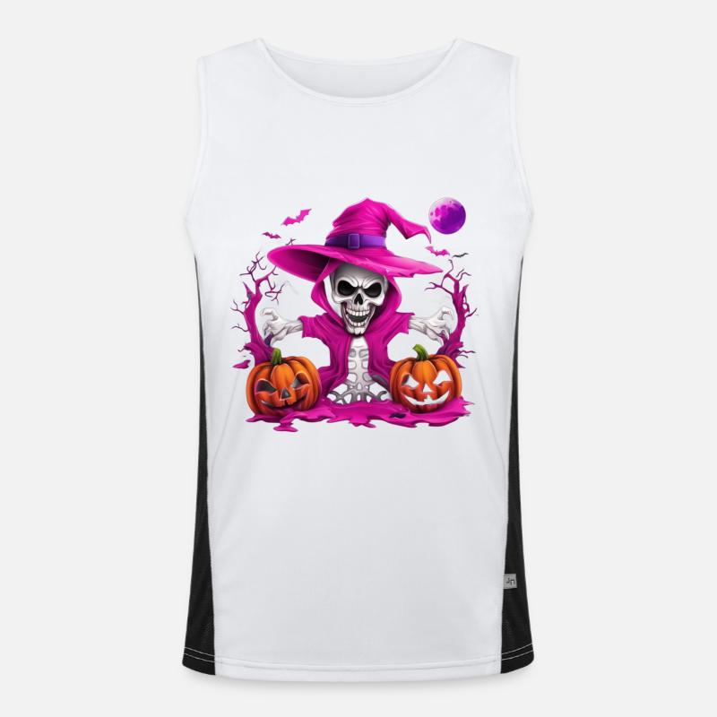 Magenta Skeleton Men's Functional Contrast Tank Top 
