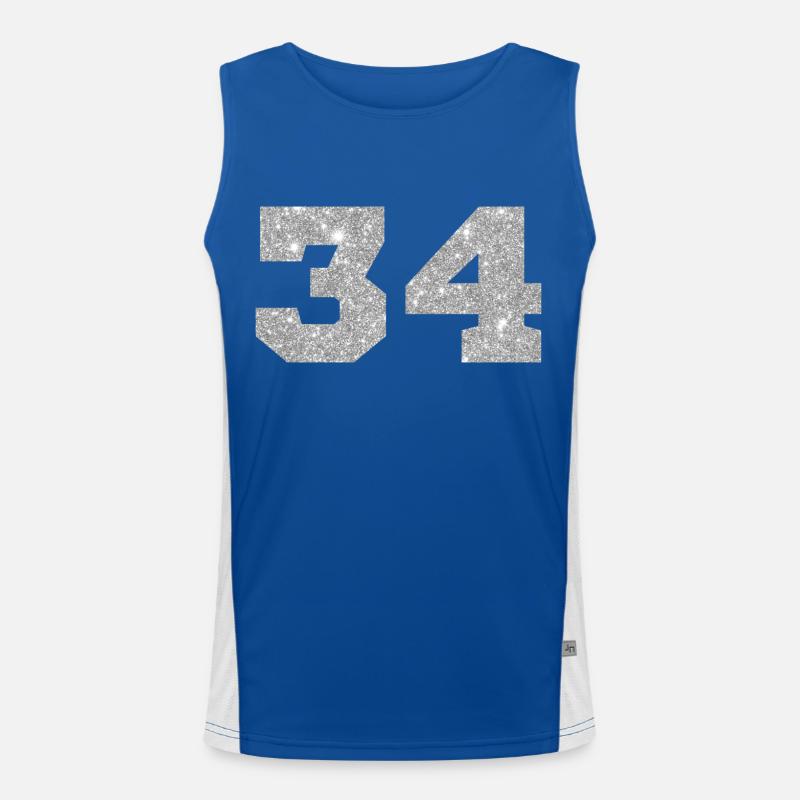 Nummer 34 Silberner Glitzer - 34. Jubiläum Funktionelles Kontrast-Tank Top für Männer 