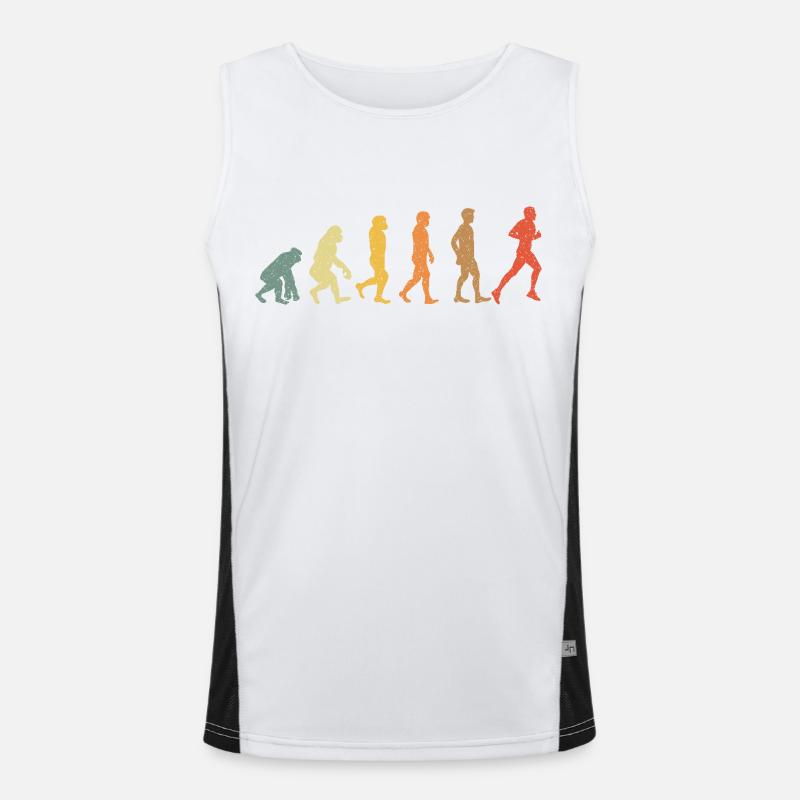 Evolution zum Läufer – Retro Jogging Design Funktionelles Kontrast-Tank Top für Männer 