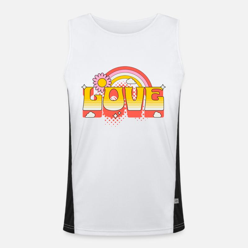 Love Scripture Flower Rainbow Clouds Art Men's Functional Contrast Tank Top 