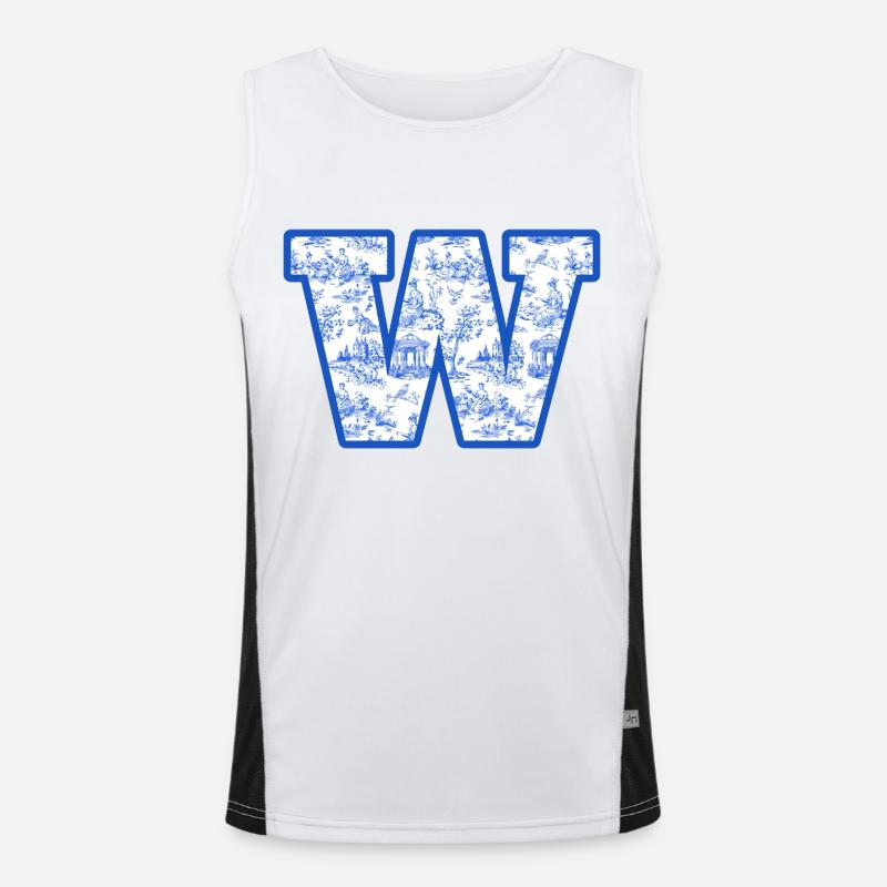 Buchstabe mit blauer Chinoiserie Funktionelles Kontrast-Tank Top für Männer 