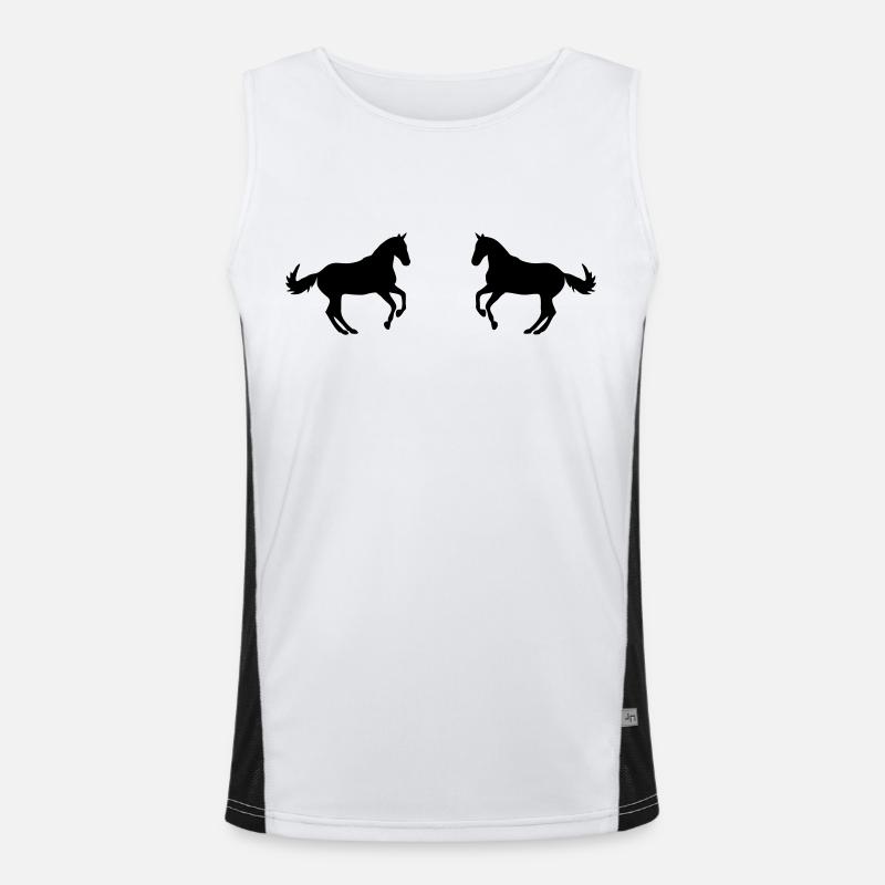 two horses Funktionelles Kontrast-Tank Top für Männer 