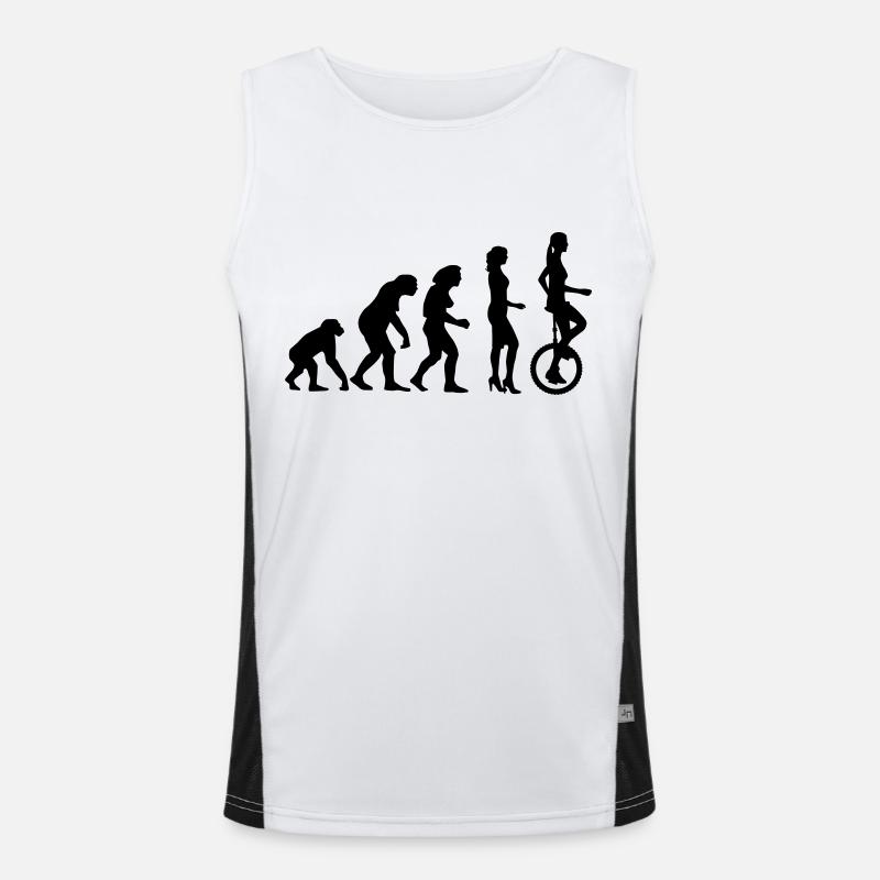 evolution_einradfahrerin_1c - Funktionelles Kontrast-Tank Top für Männer - Weiß/Schwarz