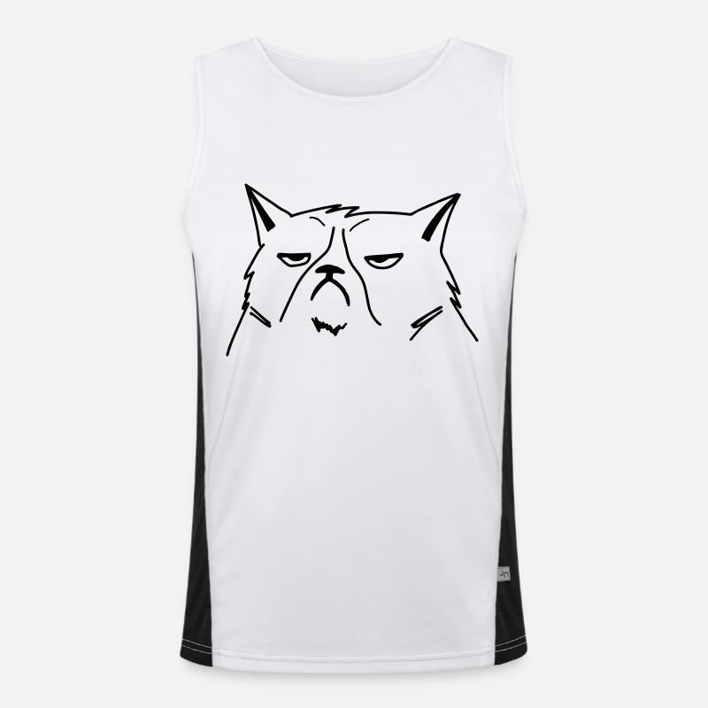 grumpy cat - Men's Functional Contrast Tank Top  - white/black