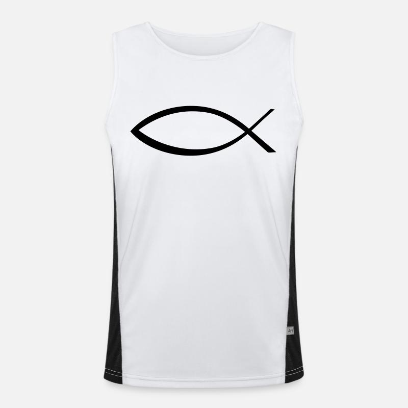 Jesus Fish Men's Functional Contrast Tank Top 