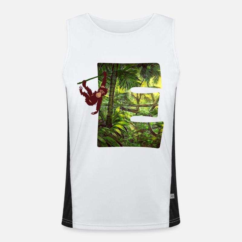 dschungel mit affe e - Funktionelles Kontrast-Tank Top für Männer  - Weiß/Schwarz