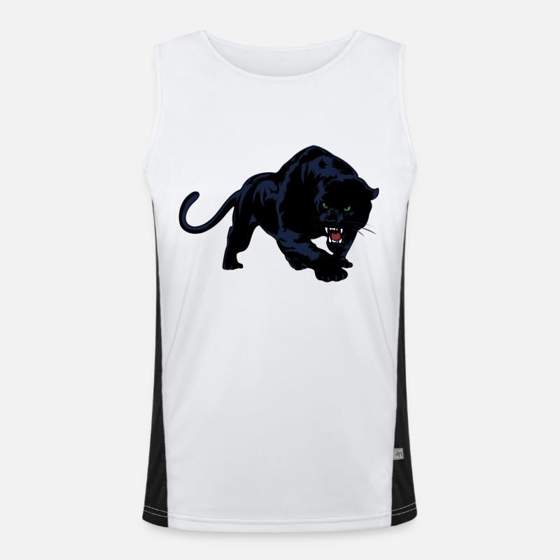 Schwarzer Panther oder Jaguar Wildkatze Funktionelles Kontrast-Tank Top für Männer 
