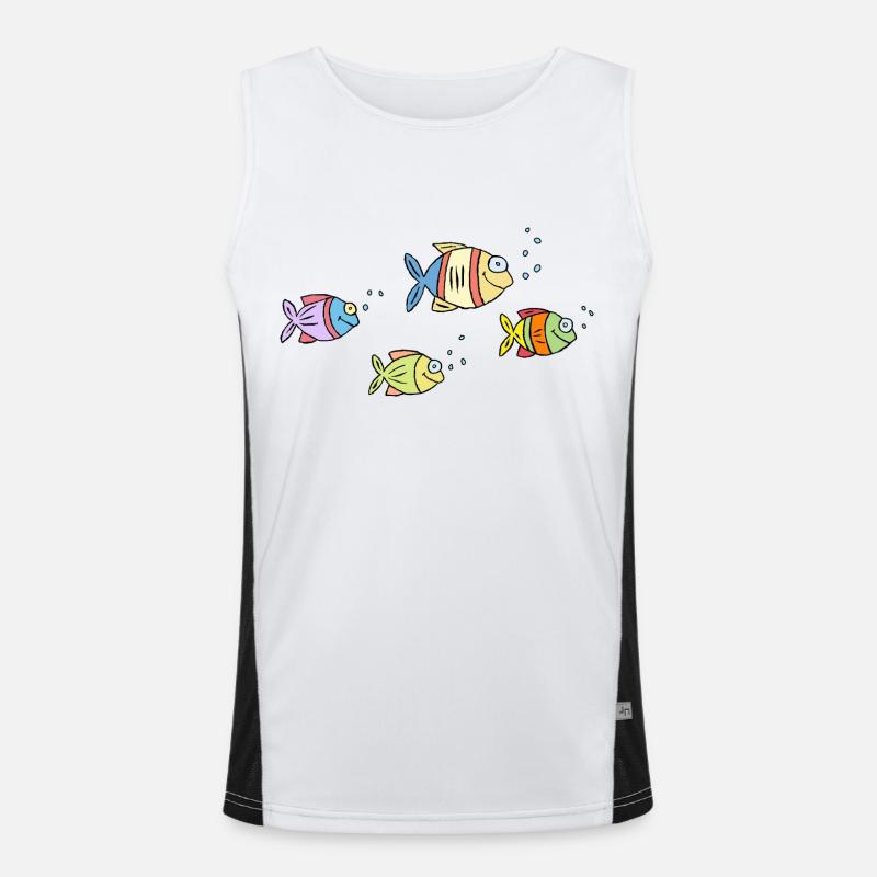 Poisson Cichlide Eau Mer Graffiti Dessin Débardeur respirant contrasté Homme 